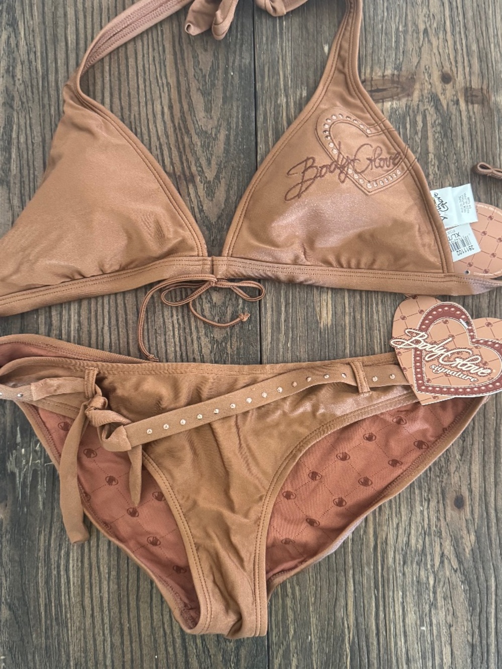 Women's' brown Body Glove bikini w/ belt Sz M (see description)